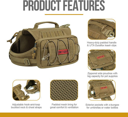 Nylon dog pack for camping and hiking