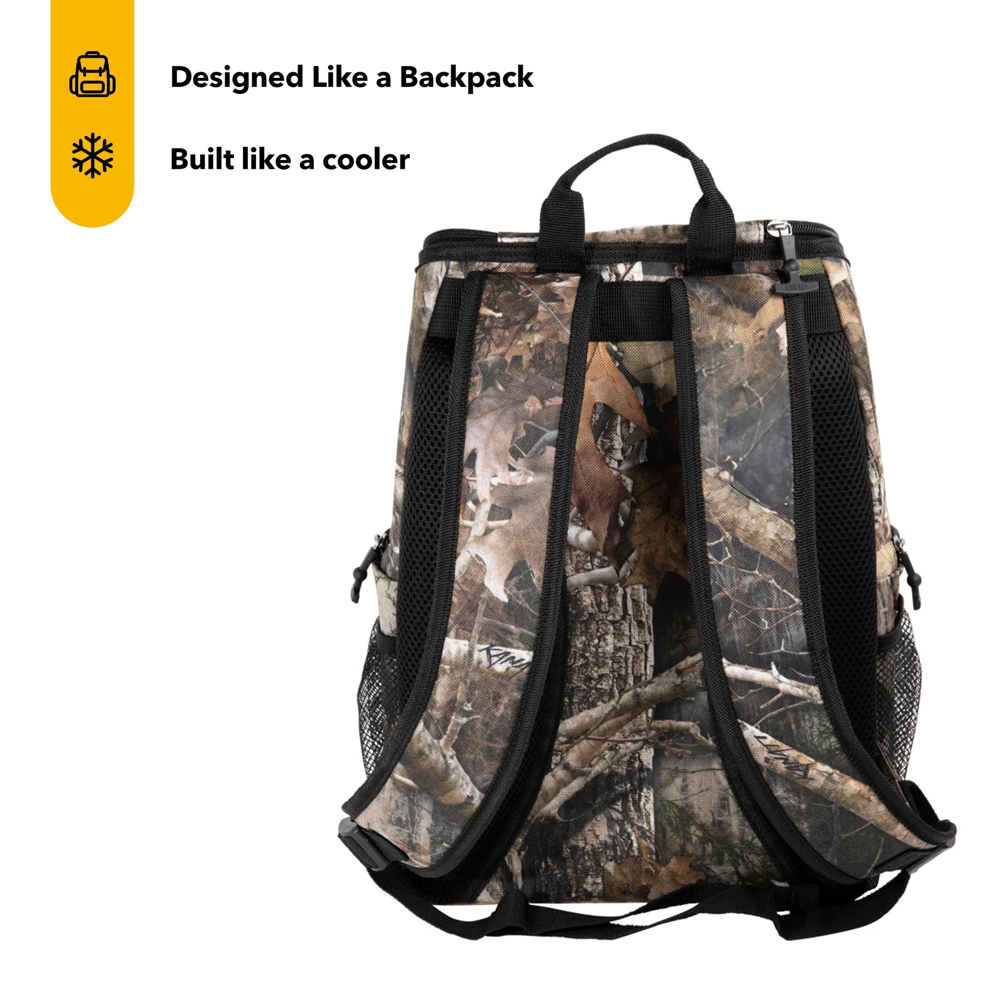 Lightweight Insulated Cooler Backpack with 15-Can Capacity and Additional Storage Pockets - Kanati Camo - Peak Performance Outfitters