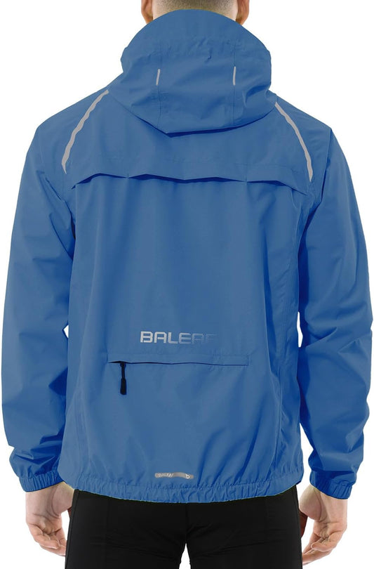 Baleaf Men'S Rain Jacket Waterproof Windbreaker Raincoat Running Cycling Hiking Gear Hood Lightweight Reflective Packable