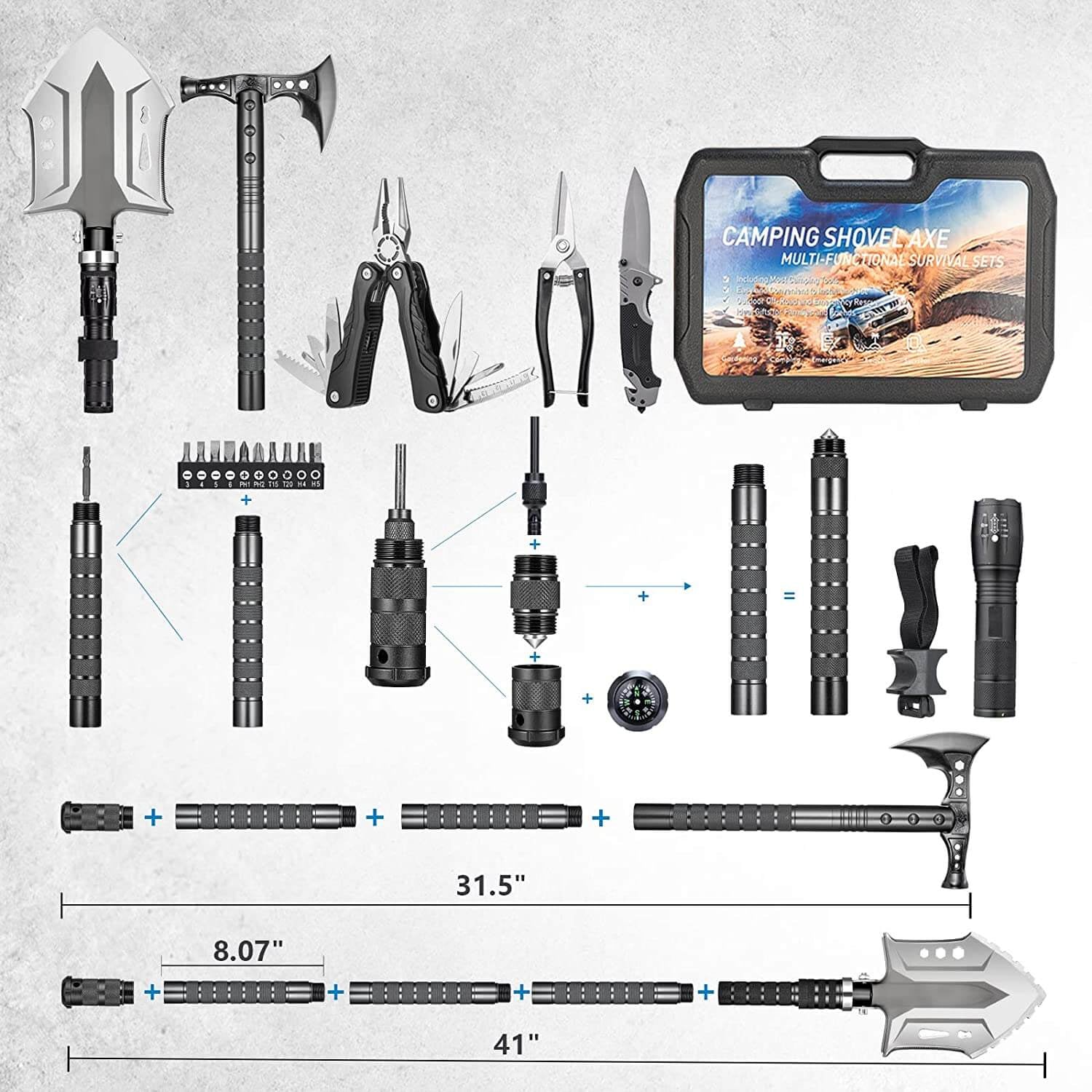 Survival Multi-Tool Shovel Kit with 28 Functions - Peak Performance Outfitters