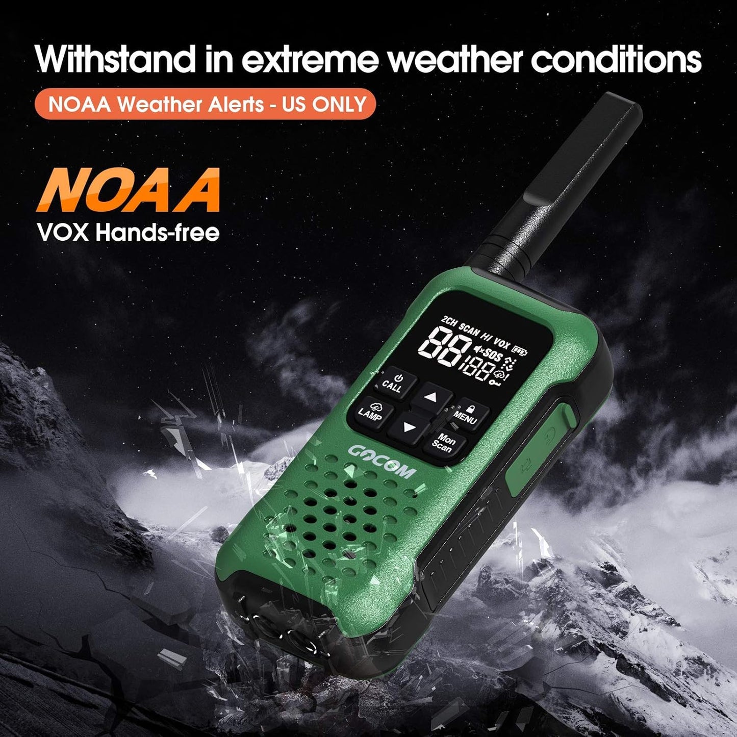 G9 IP67 Waterproof Two Way Radios with NOAA Weather Alert, SOS Emergency Lamp, Long Range, and Rechargeable Batteries - 6 Pack - Peak Performance Outfitters