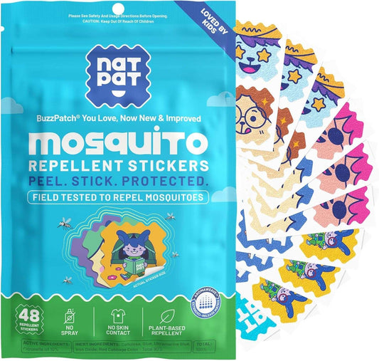 NATPAT Buzz Patch mosquito repellent stickers 48-pack DEET-free for kids and outdoor use