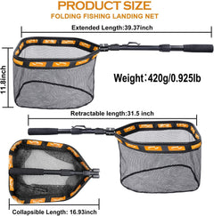 Rubber Coated Floating Fishing Net for Various Fish Species, Easy Catch & Release - Compact and Foldable - Peak Performance Outfitters