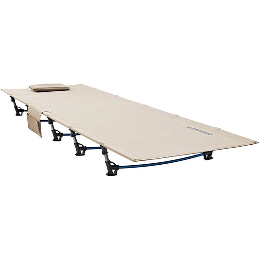 Folding Camping Cot Bed for Adults, Lightweight and Compact, Supports 265 lbs - Beige - Peak Performance Outfitters