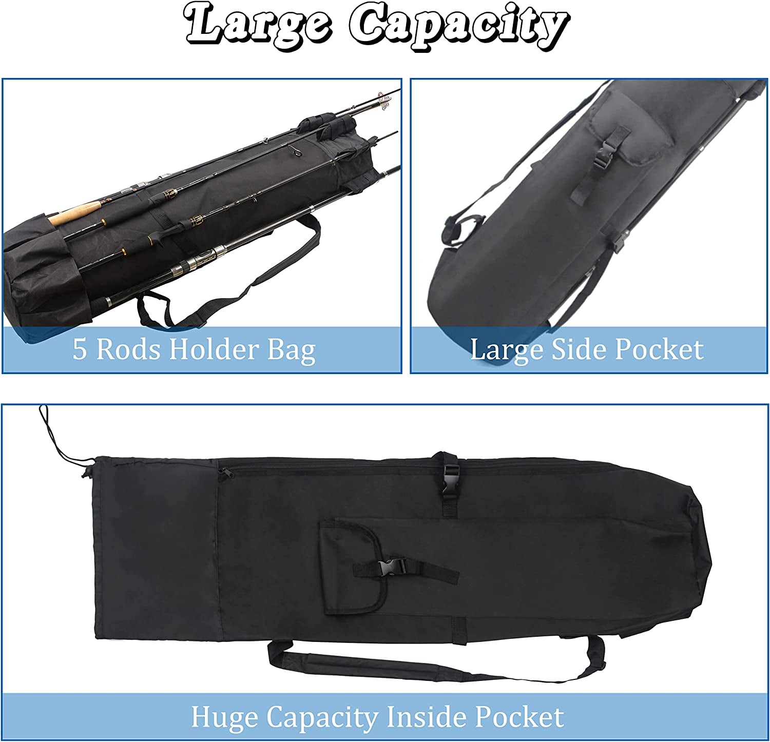 Large Capacity Waterproof Fishing Rod Carrier Travel Case for Men - Fishing Gear Equipment Bag with Reel Compartment - Peak Performance Outfitters