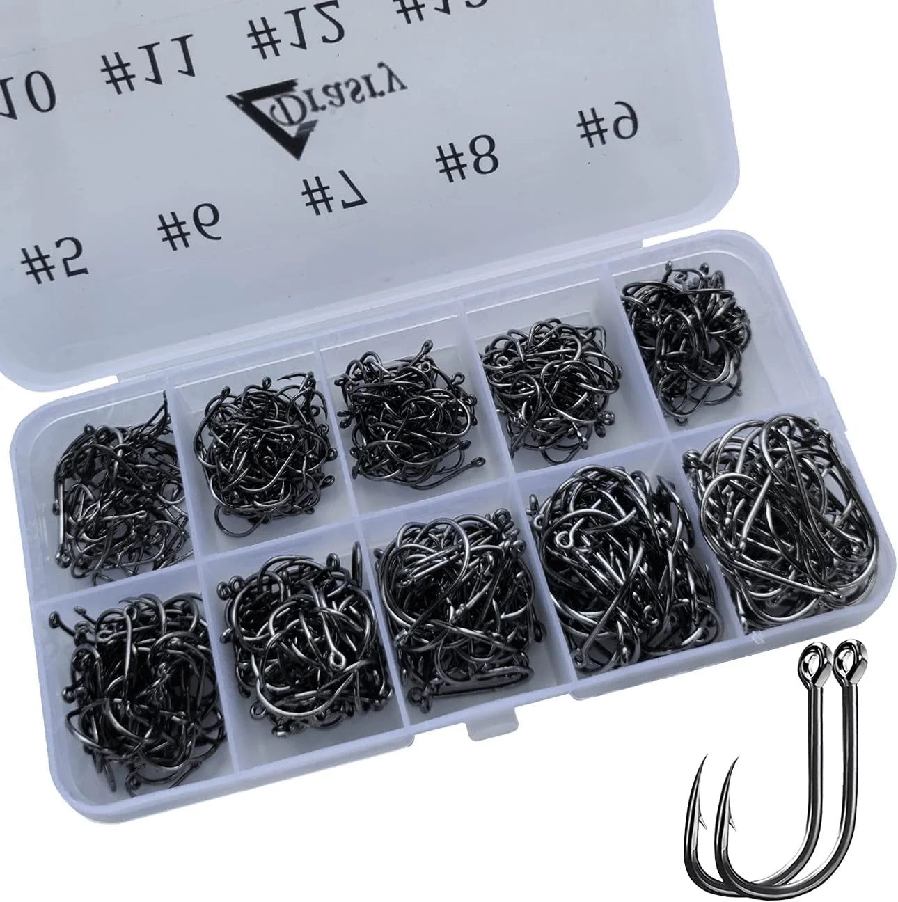 500Pcs High Carbon Steel Fishing Hooks Set with Sharp Jig Bait, Sizes #5 to #14 - Peak Performance Outfitters