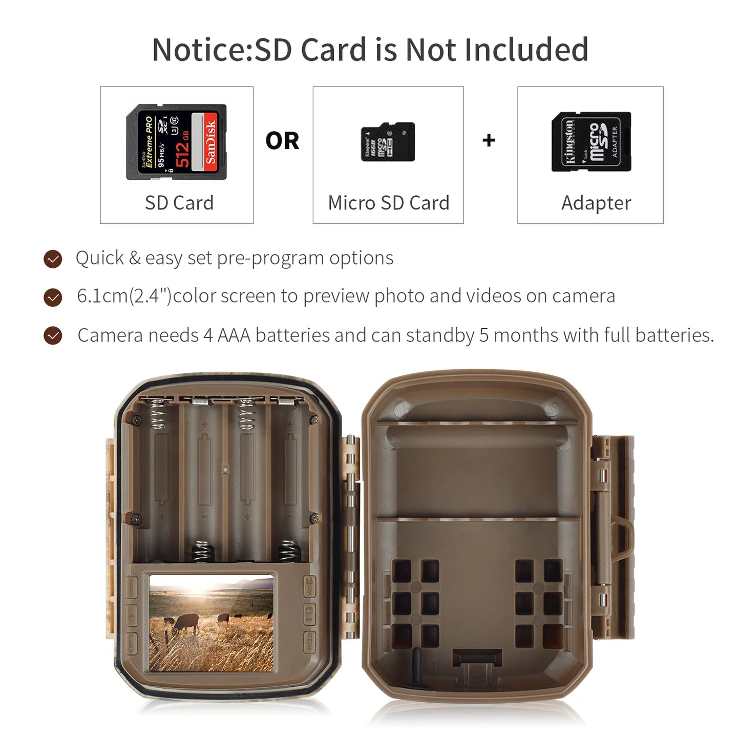 Set of 2 Trail Game Hunting Wildlife Cameras with 36MP 2K Resolution, Night Vision, Motion Activation, and Waterproof Design - Peak Performance Outfitters