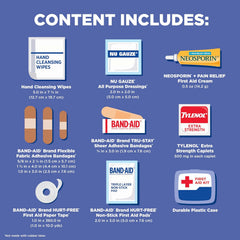 BAND-AID Brand Travel Ready Portable Emergency First Aid Kit for Minor Wound Care, Perfect for Home, Car, Travel, Camping Essentials & Outdoor Emergency Kit, 80 Pieces
