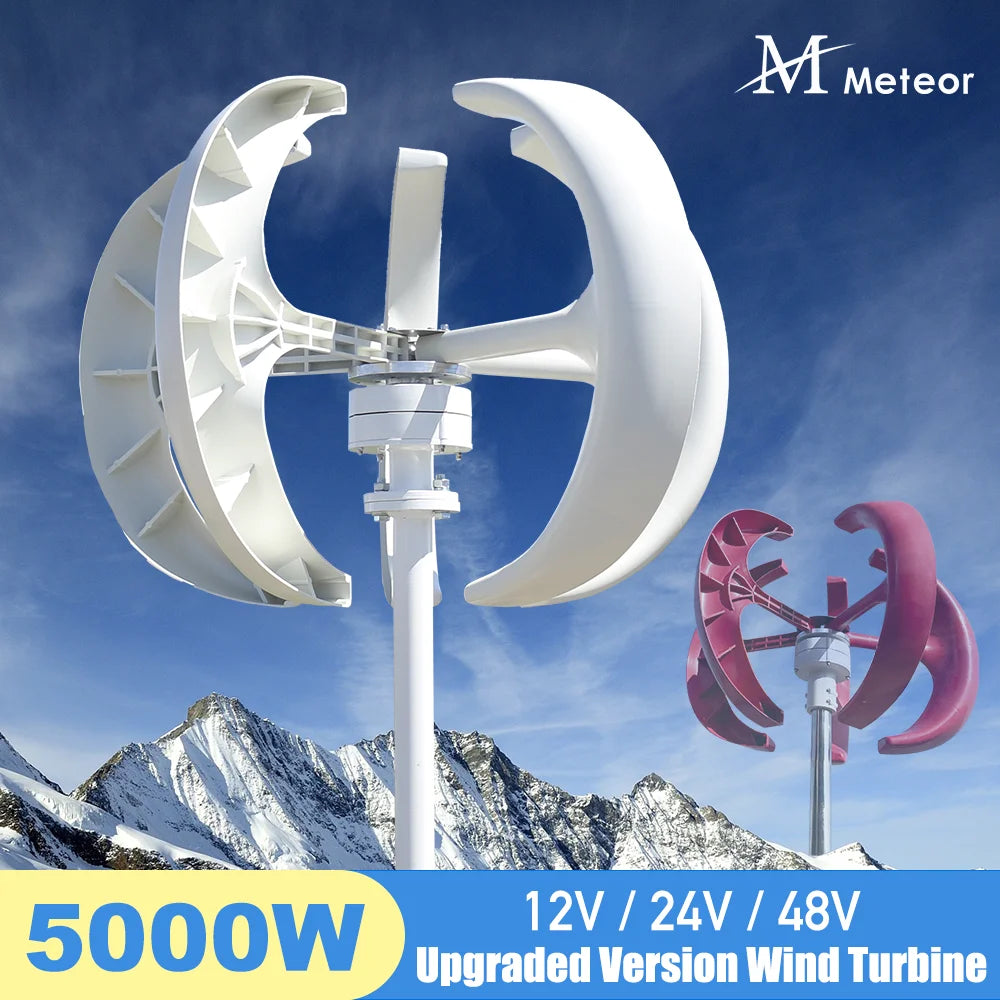 5000W Vertical Axis Wind Turbine Generator Low Noise Low Start Wind Speed 12V 24V 48V - Peak Performance Outfitters