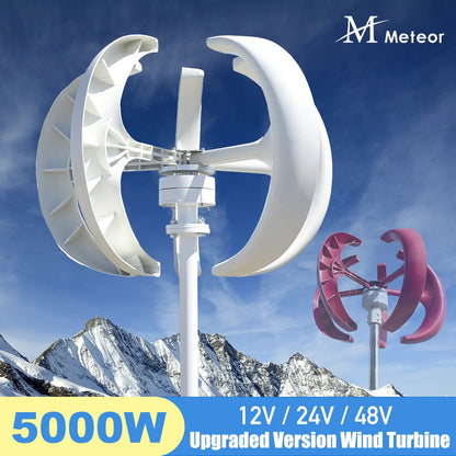 5000W Vertical Axis Wind Turbine Generator Low Noise Low Start Wind Speed 12V 24V 48V - Peak Performance Outfitters