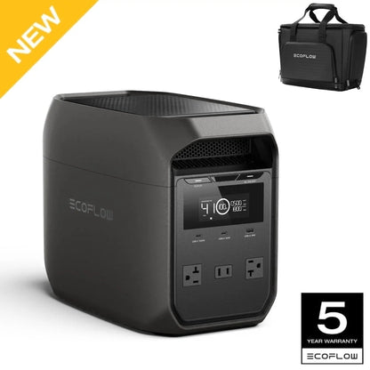 Bag with Portable Power Station DELTA 3 Classical 1000Wh Dark Lifepo4 (LFP) Battery Solar Generator,1800W AC Output for Outdoor Camping,Home Backup,Emergency,Rv