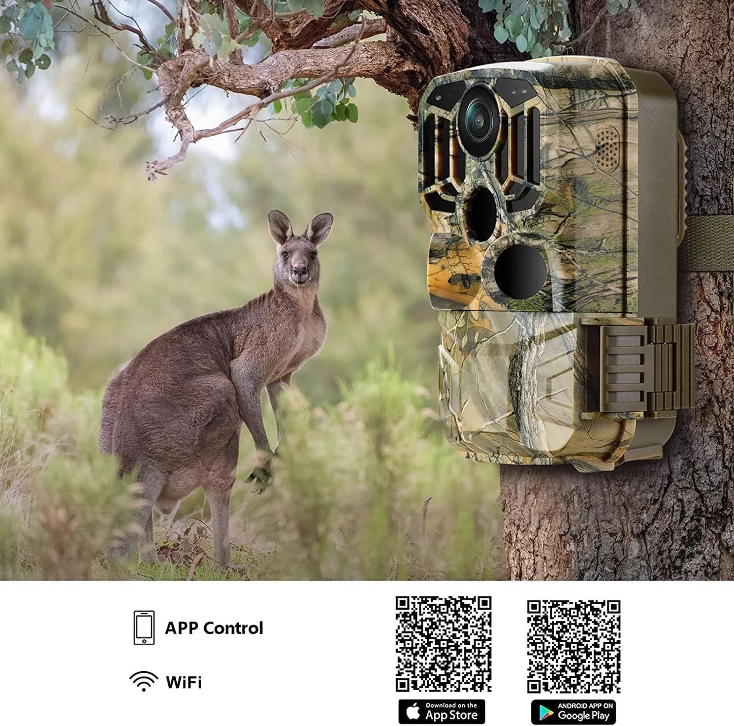 Wireless Bluetooth Trail Camera with 24MP 1296P Night Vision, 3 PIR Sensors, 0.2S Motion Activation, IP66 Waterproof Rating, 2.0 LCD Screen - Ideal for Outdoor Wildlife Monitoring and Hunting Deer - Peak Performance Outfitters