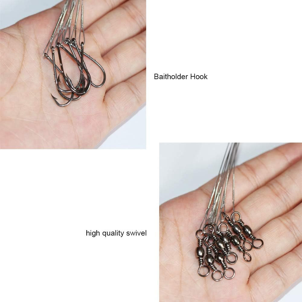 20-Piece Wire Leader Hook Rigs with Baitholder Fishing Hook and Nylon Coated Fishing Wire Leader