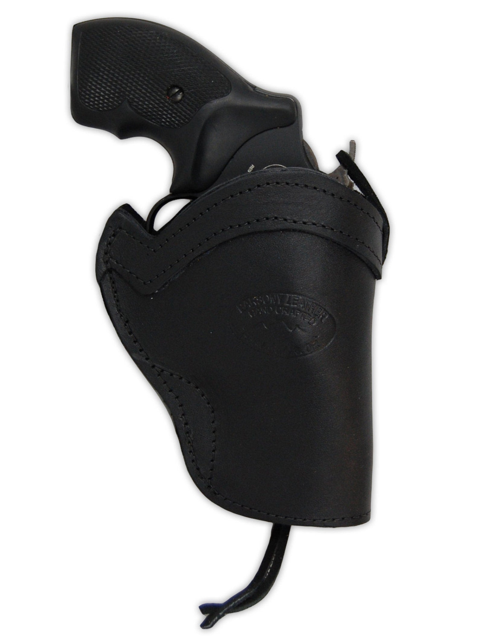 Black leather IWB inside-the-waistband holster for 2-inch snub nose .38 revolvers