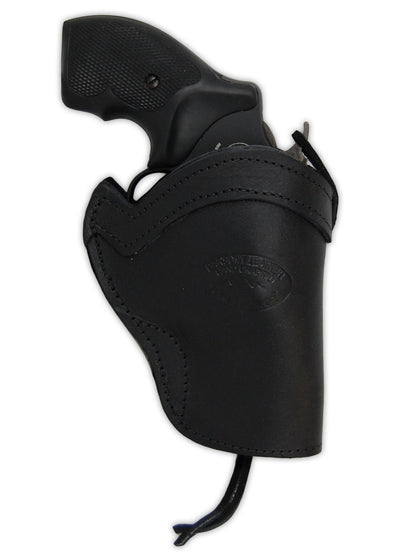 Black leather IWB inside-the-waistband holster for 2-inch snub nose .38 revolvers