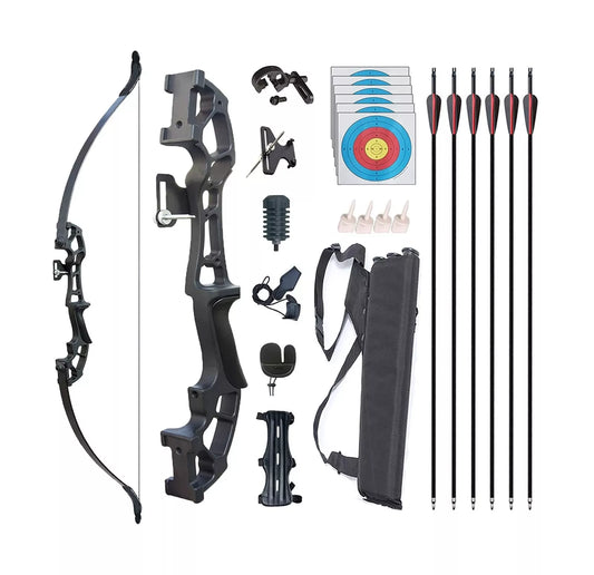 Recurve Bow and Arrows Set for Adults - Metal Riser 51 Longbow Kit