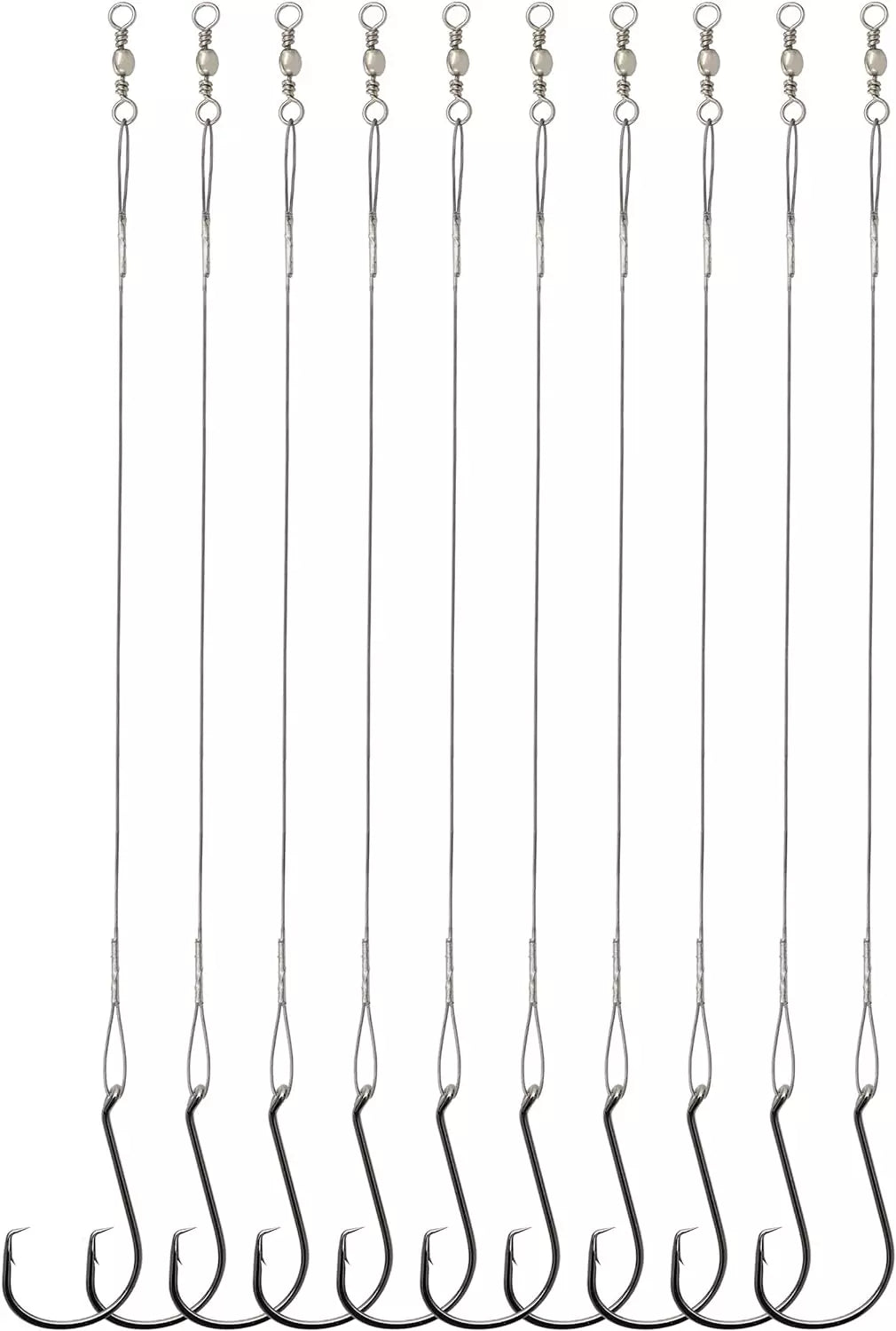 Stainless Steel Circle Hooks Rig with Wire Leader for Saltwater Fishing - 8/24Pcs, Sizes 2/0-8/0