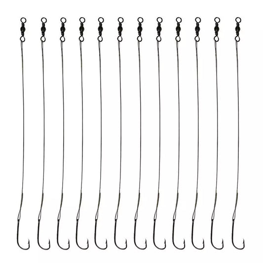 20-Piece Wire Leader Hook Rigs with Baitholder Fishing Hook and Nylon Coated Fishing Wire Leader